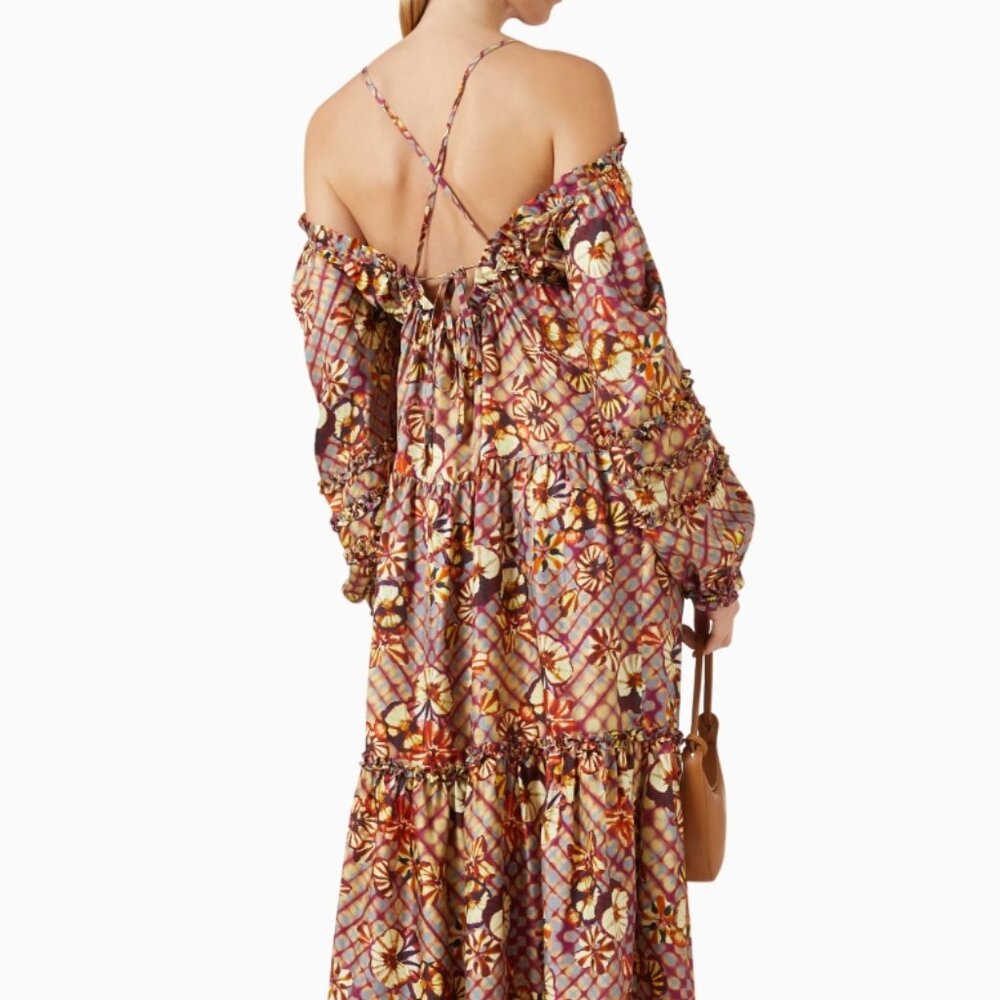 NWOT ULLA JOHNSON Anastasia Silk Twill Midi Gown Dress in Pansy XS $950 - Picture 6 of 16